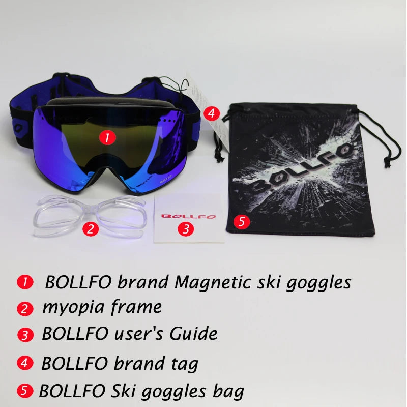 Ski Goggles Snowboard Mask For Men Women Skiing Eyewear UV400 Snow Protection Over Glasses Magnetic Mountaineering Glasses