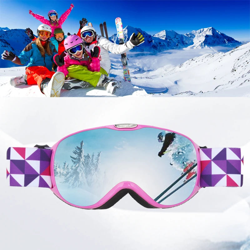 Kids Ski Goggles for Age 4-14 Anti-fog Double Layer UV400 Snow Eyewear Outdoor Sports Winter Snowboard Children Skiing Glasses