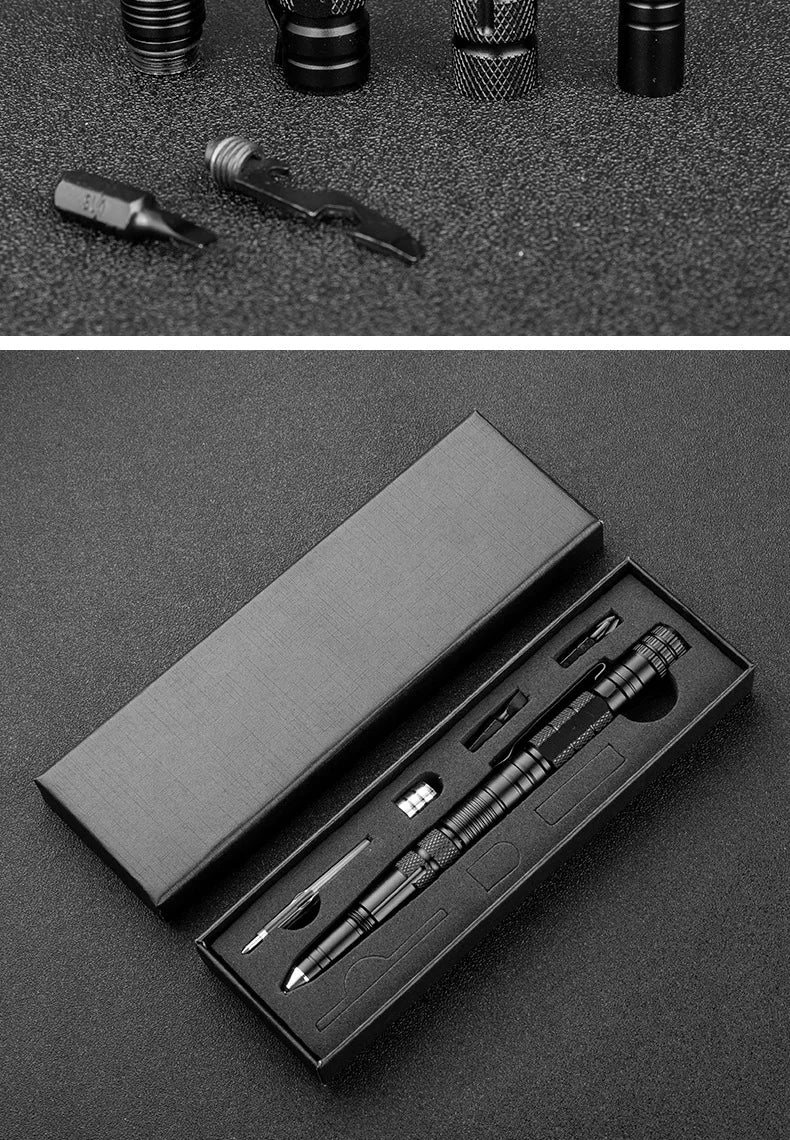 10-In-1 Multi Function Tactical Pen Emergency Flashlight Screwdriver Bottle Opener Outdoor Survival Self Defense Rescue EDC Tool