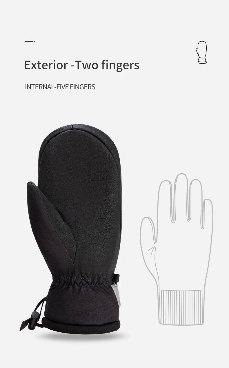 COPOZZ -30℃ Thicken Adult Teen Professional Snowboarding Ski Gloves Windproof Winter Warm Thermal Snow Mittens Skiing Snowmobile