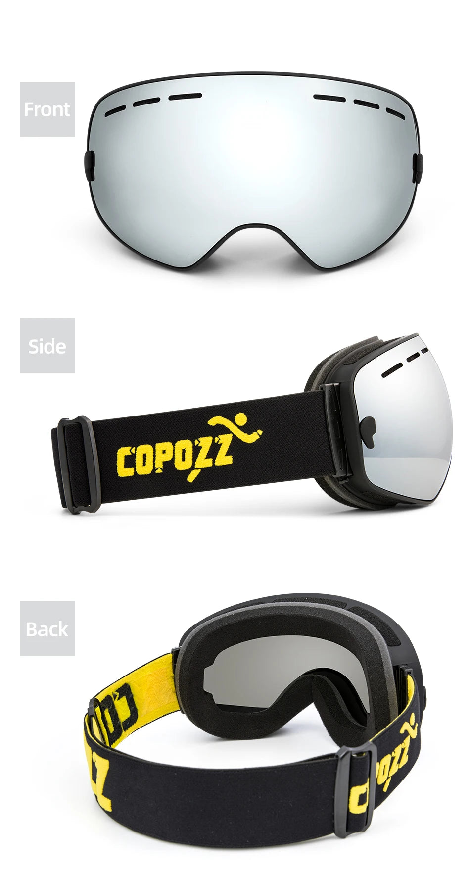 COPOZZ Men Women Brand Ski Goggles Snowboard Goggles Glasses For Skiing UV400 Protection Snow Glasses Anti-Fog Ski Mask Eyewear