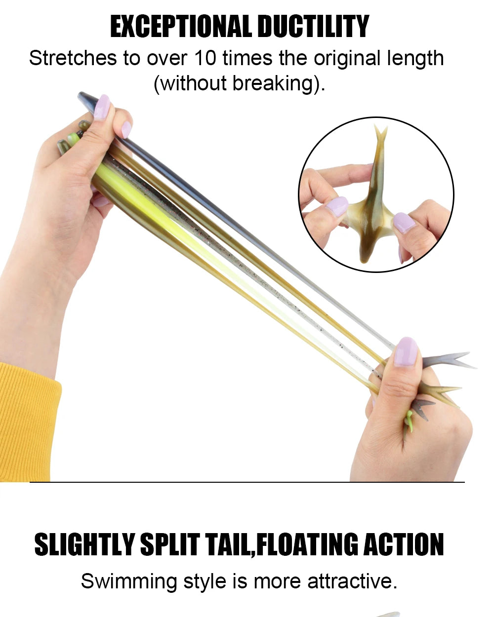 Spinpoler 4.72" Soft Plastic TPR Floating Fluke Jerk Minnow Bait Shad Minnow Silicone Plastic Artificial Swimbait Freshwater 5pc