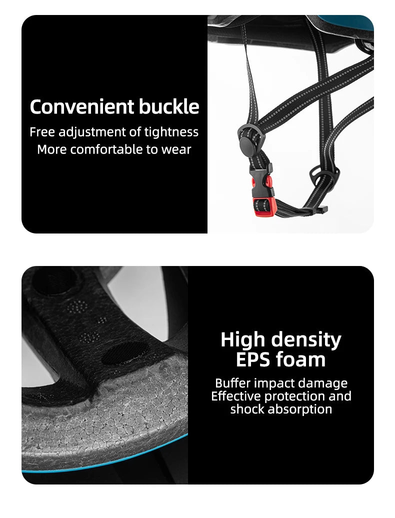 ROCKBROS Bike Headlamp Night Cycling Helmet With Glowing Headlight Warning Light MTB Bicycle Helmet Rechargeable Sport SafetyCap