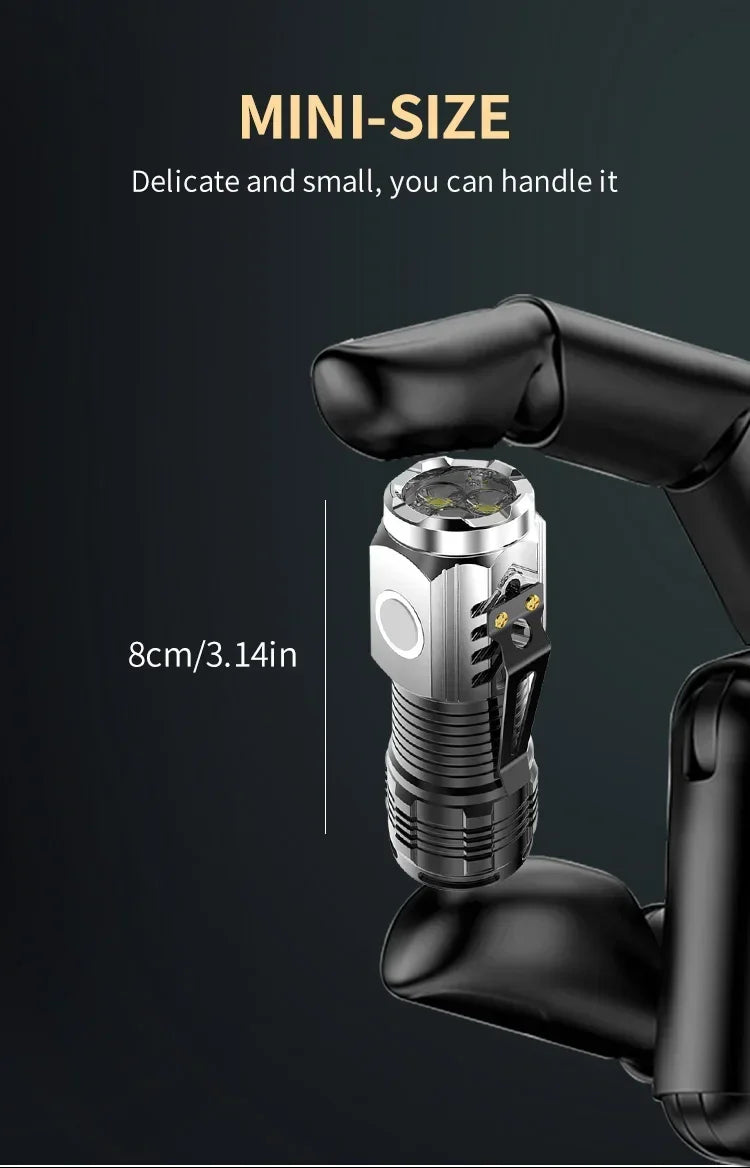 Three-Eyed Monster Mini Flash Super Power Flashlight Rechargeable Portable Outdoor Lighting Long-Range Powerful Flash Lights