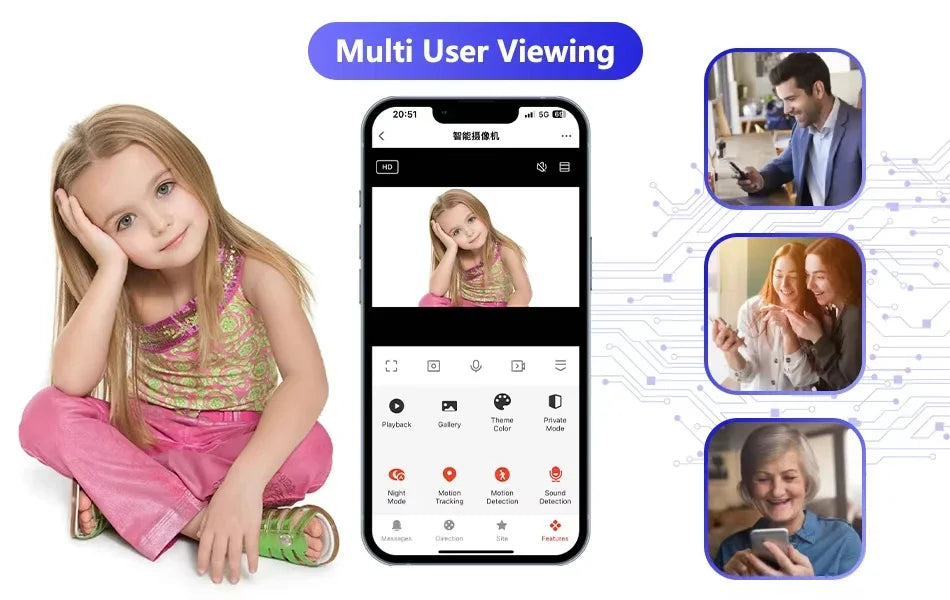 8MP Dual Lens Tuya 5G WIFI IP Camera 4K HD Dual Screen PTZ Home Security Camera Auto Tracking Indoor Wireless Video Surveillance
