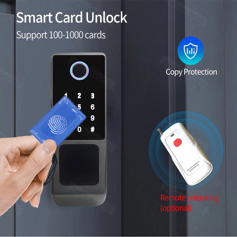 Tuya Wifi Waterproof Outdoor Smart Door Lock TTLock App Fingerprint Lock Card Code Remote Unlock Keyless Digital Electronic Lock