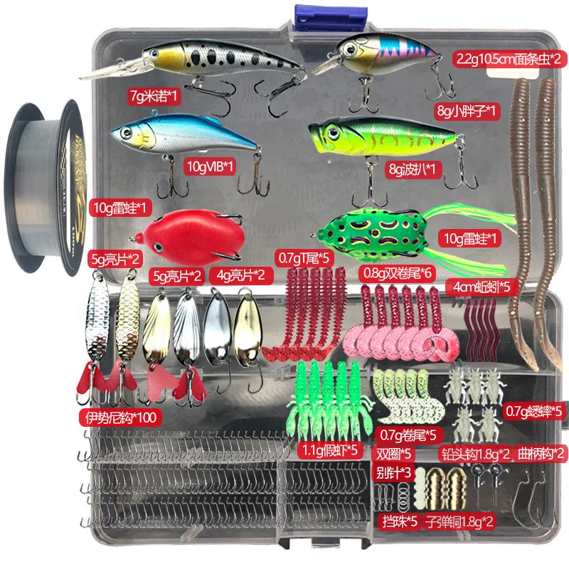 Fishing Lure Kit Soft and Hard Bait Set Gear Layer Minnow Metal Jig Spoon For Bass Pike Crank Tackle Accessories with Box