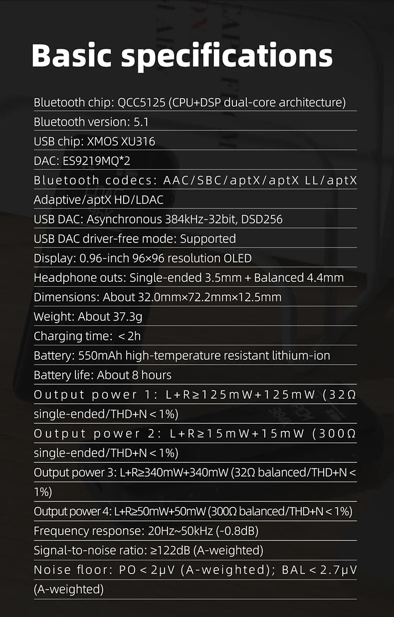 FiiO BTR15 Bluetooth 5.1 Headphone Amplifier DSD256 Receiver LDAC/aptX Adaptive with 3.5mm/4.4mm