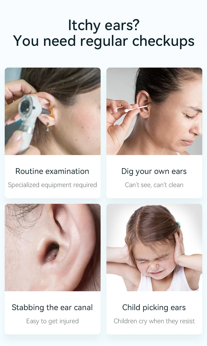 Wireless Ear Wax Removal With Camera Rechargeable Ear Cleaner 8 Megapixels Ear Check Camera with 6 Pcs Ear Spoon Set Canal Clean