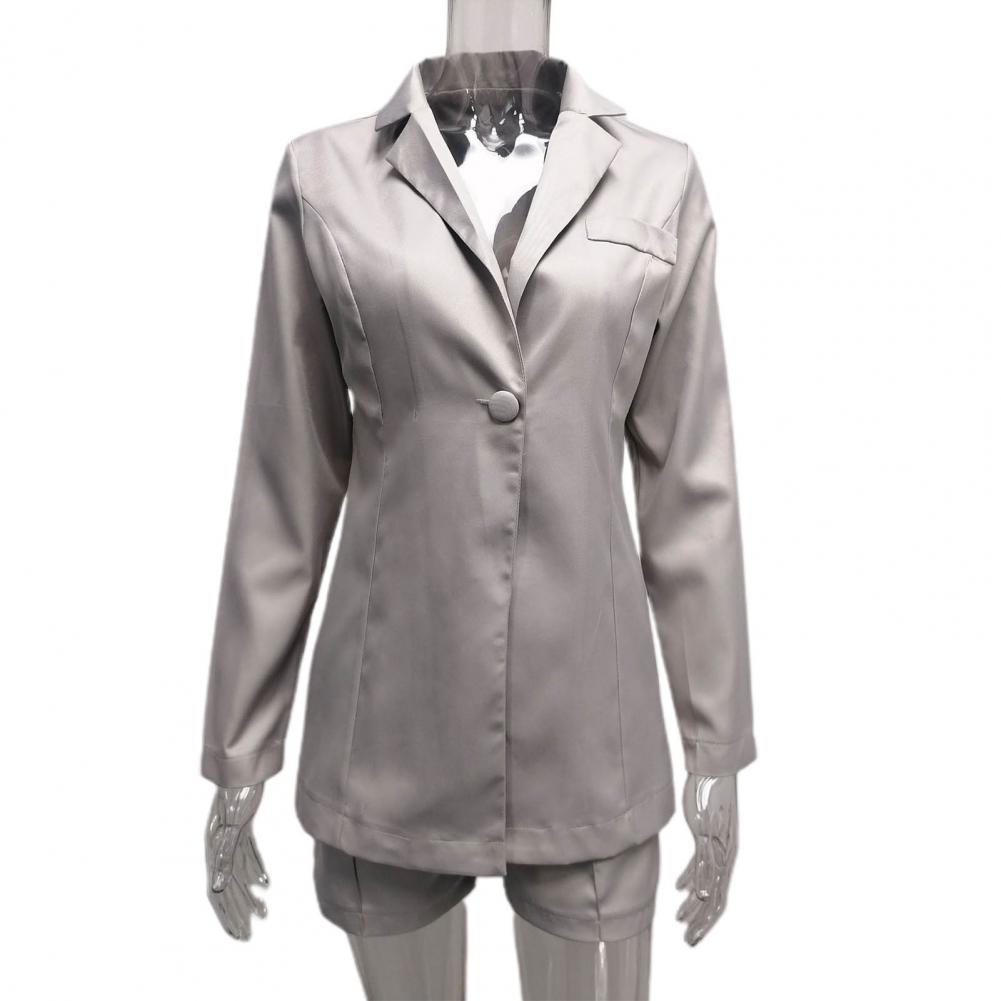 Women Suit Coat Single Button Lapel Deep V Neck Solid Color Formal Business OL Commute Lady Coat Jacket Slim Fit Blazer