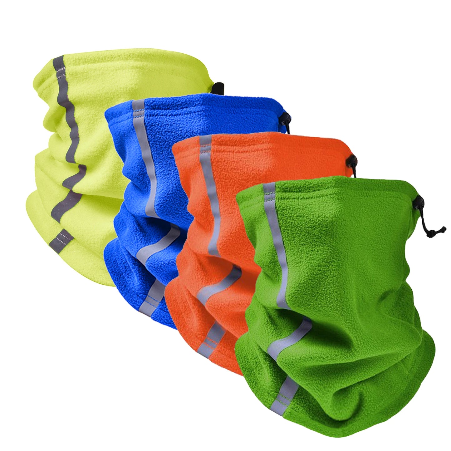 Winter Fleece Neck Warmer Reflective Neck Gaiter with Adjustable Drawstring Skiing Windproof Ski Neck Gaiter for Skiing Hiking