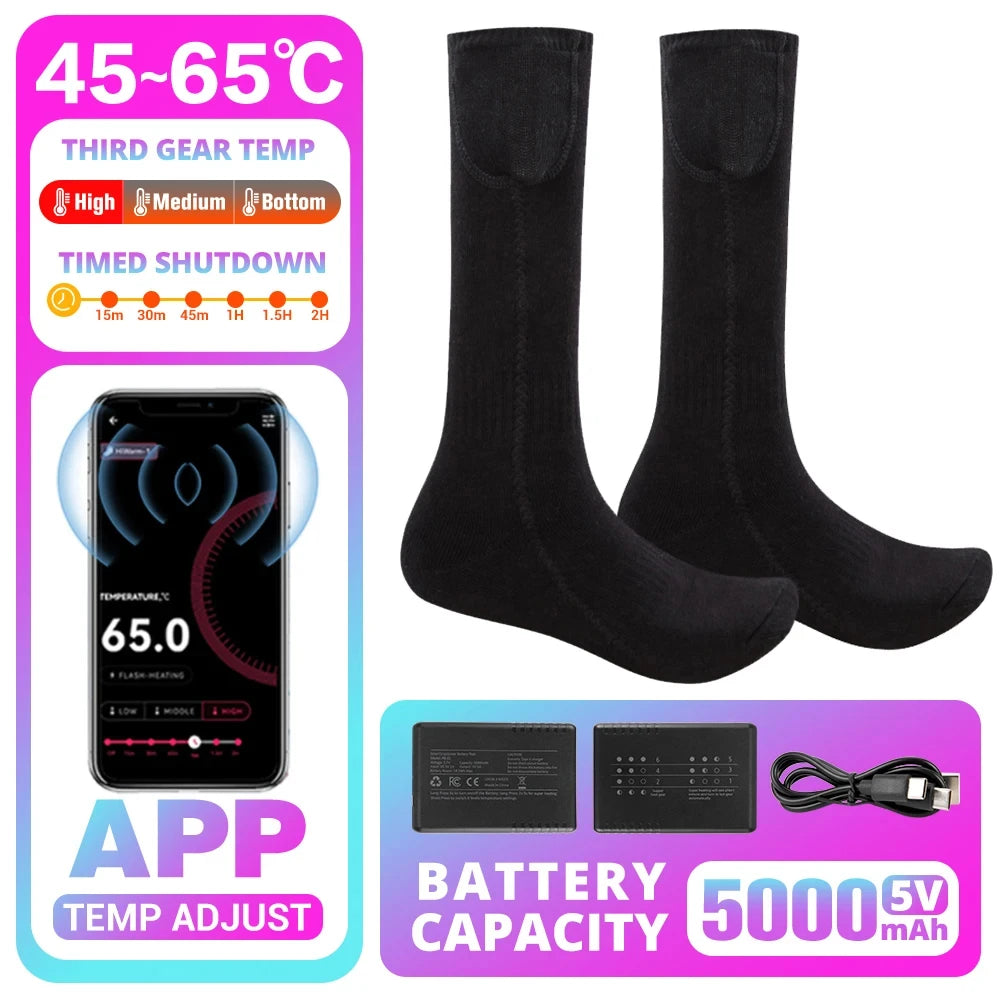 Winter Heated Sock Rechargeable Battery Stocking Men Women Electric Heating Ski Socks Sports Thermal Warmer Foot