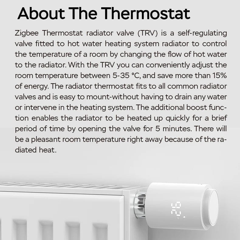 Tuya Smart ZigBee Radiator Actuator TRV Programmable Thermostatic Radiator Valve App Remote Temperature Controller Support Alexa