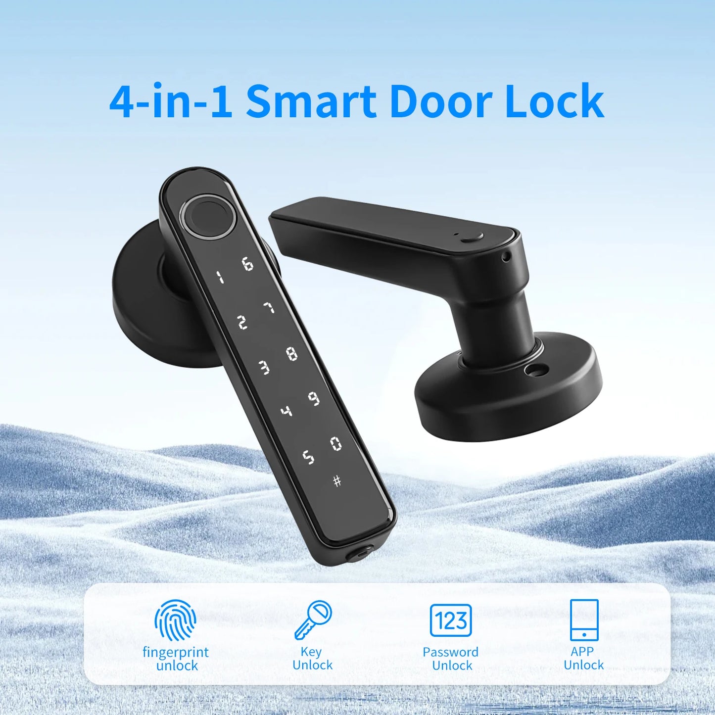 Tuya Smart Door Lock Fingerprint Password Key App 4-in-1 Unlock Electronic Digital Handle Lock Apartment Home