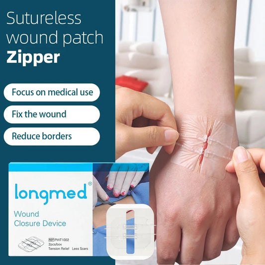 2-10 adhesive bandages with zipper, wound closure device, no need for sutures, quick and painless, outdoor medical care