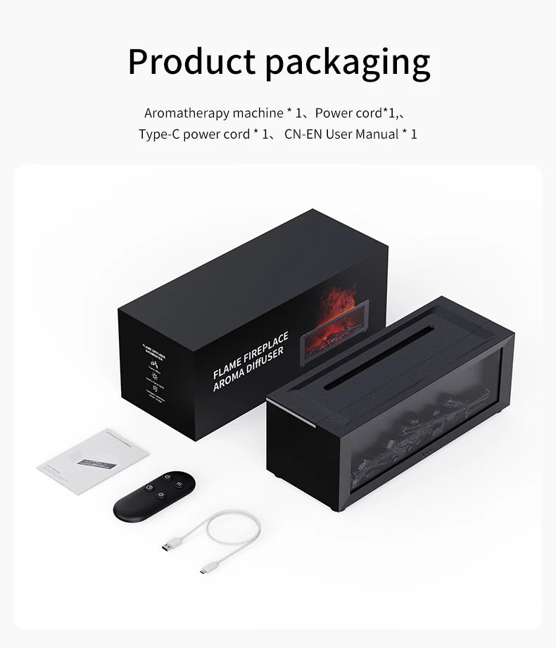 Creative Fireplace Aroma Diffuser Essential Oil Air Humidifier Difusor Remote Control Desktop Decoration for Home Holiday Gift