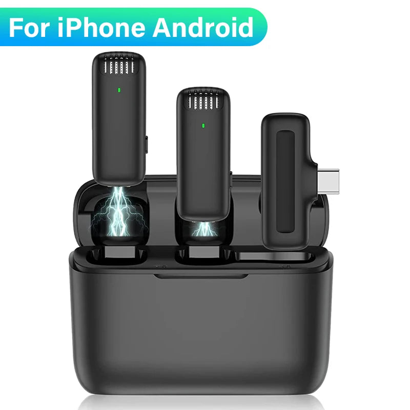 J13 Wireless Lavalier Microphone with Charger Case Portable Audio Video Receiver Mini Mic For iPhone Android Tablet Gaming Live