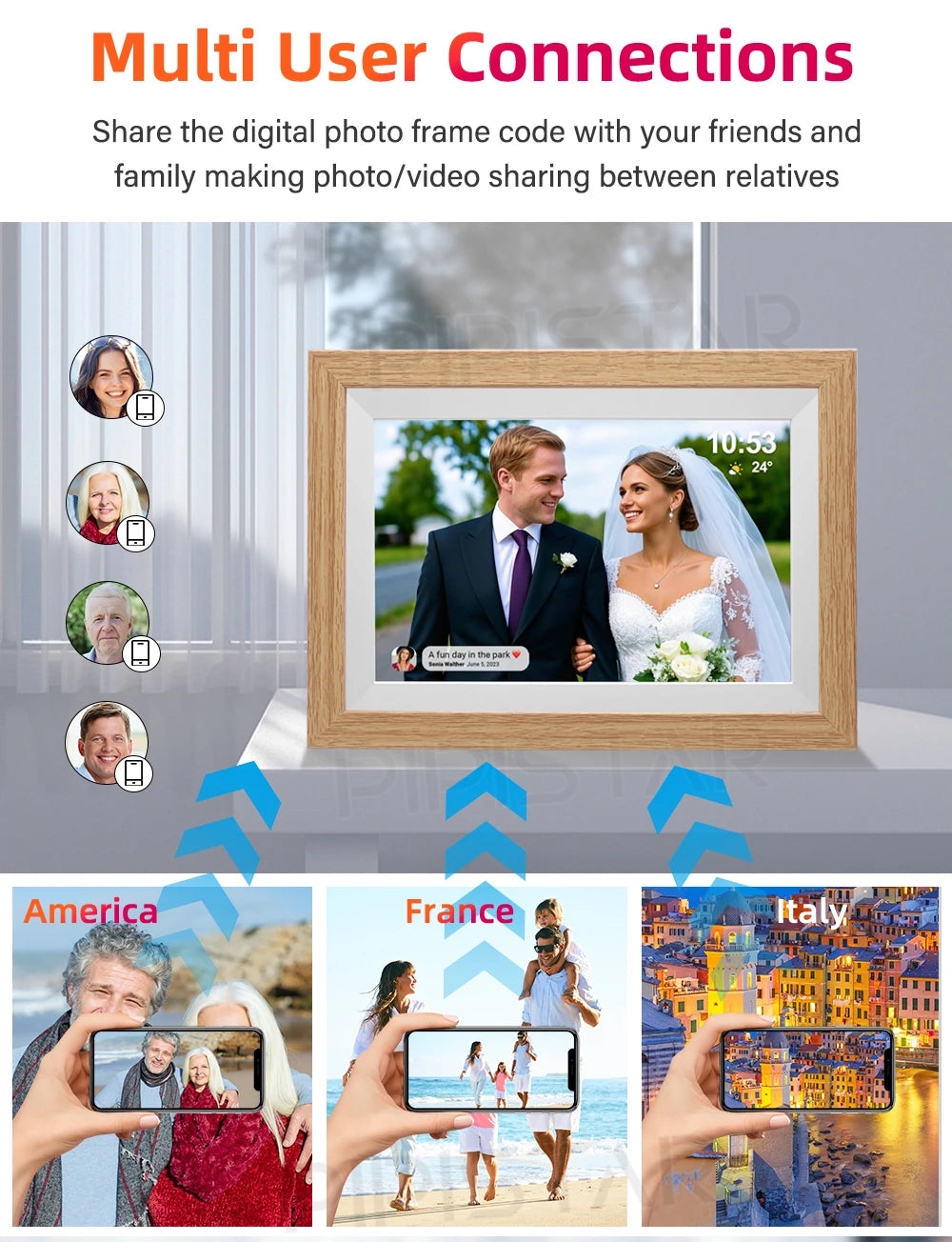 10.1-inch WiFi smart digital photo frame Frameo digital photo frame with high-definition IPS touch screen automatic rotationPicture FramesGoWisse.com