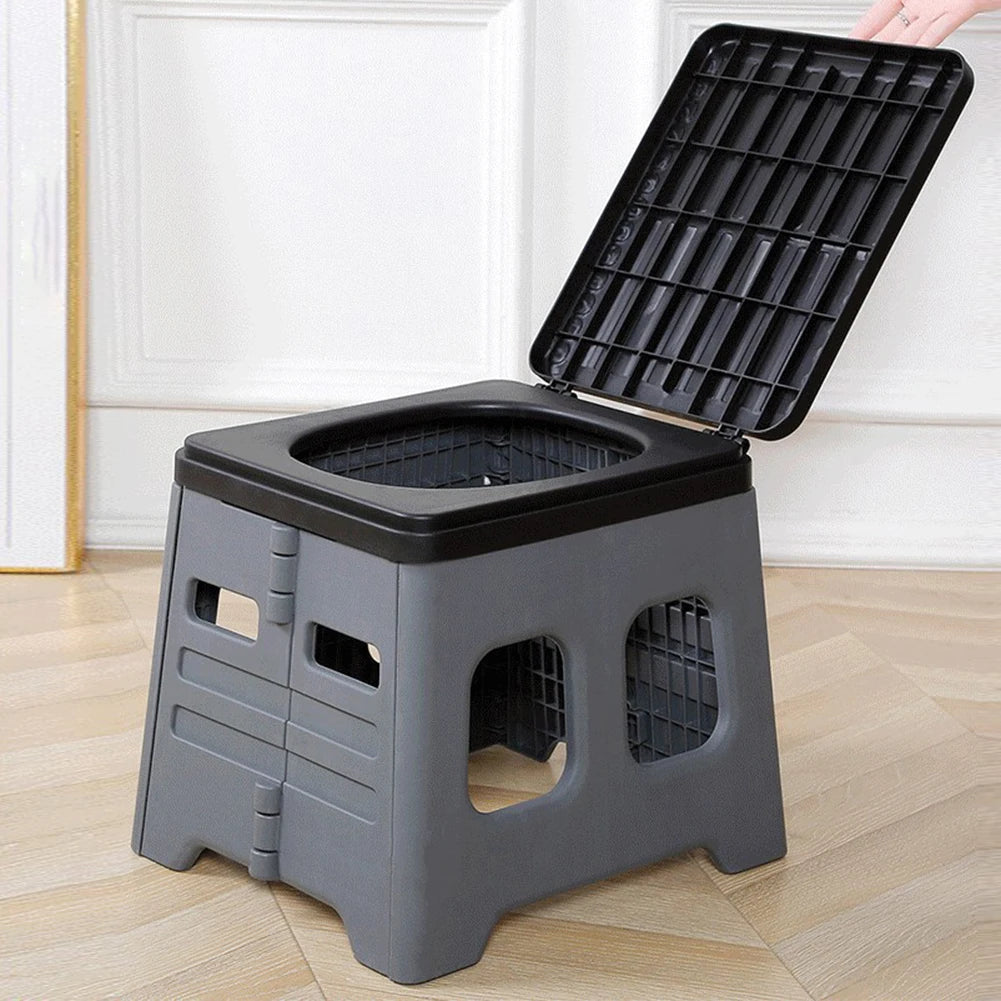 Portable Camping Toilet with Lid Foldable Outdoor Camp Toilet Multifunctional Folding Truck Toilet for Emergencies Car Outdoor