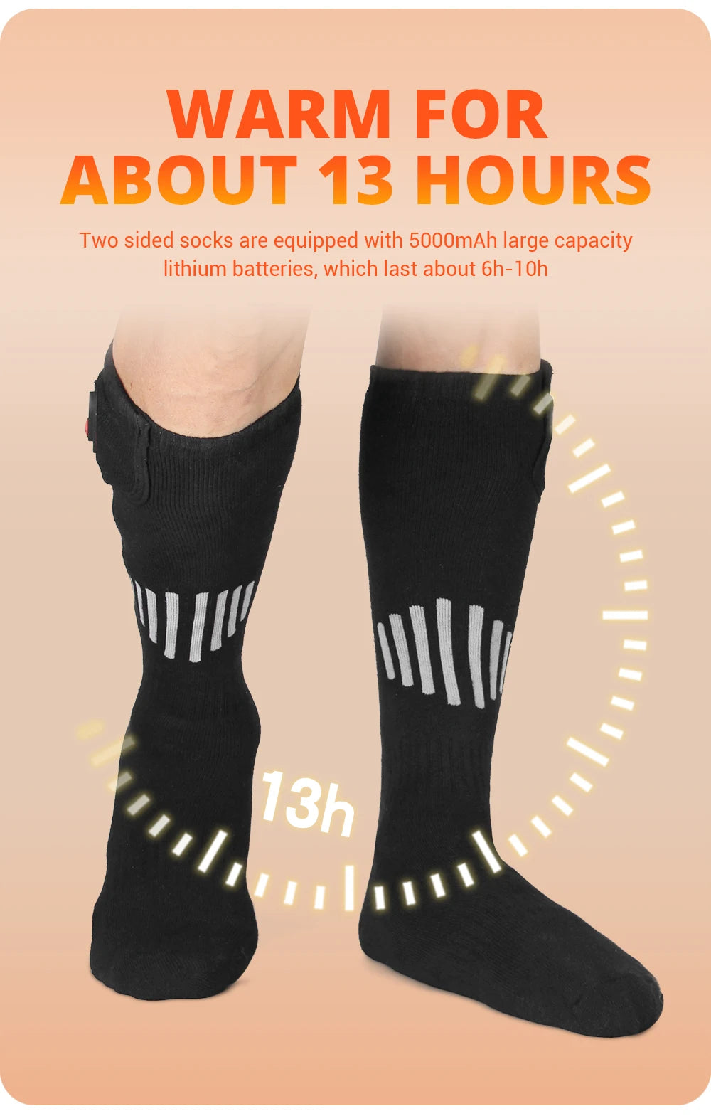 Winter Heated Sock Rechargeable Battery Stocking Men Women Electric Heating Ski Socks Sports Thermal Warmer Foot