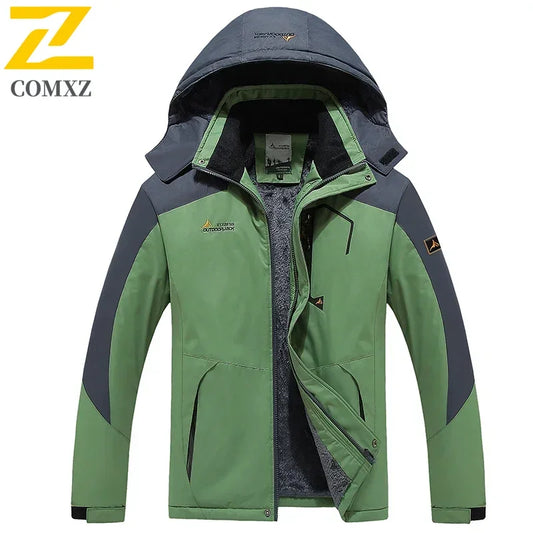Winter Men's Parka Outdoor Lining Fleece-lined Thickened Windproof Warm Mountaineering Hooded Jacket Cold-resistant Ski Suit 6XL