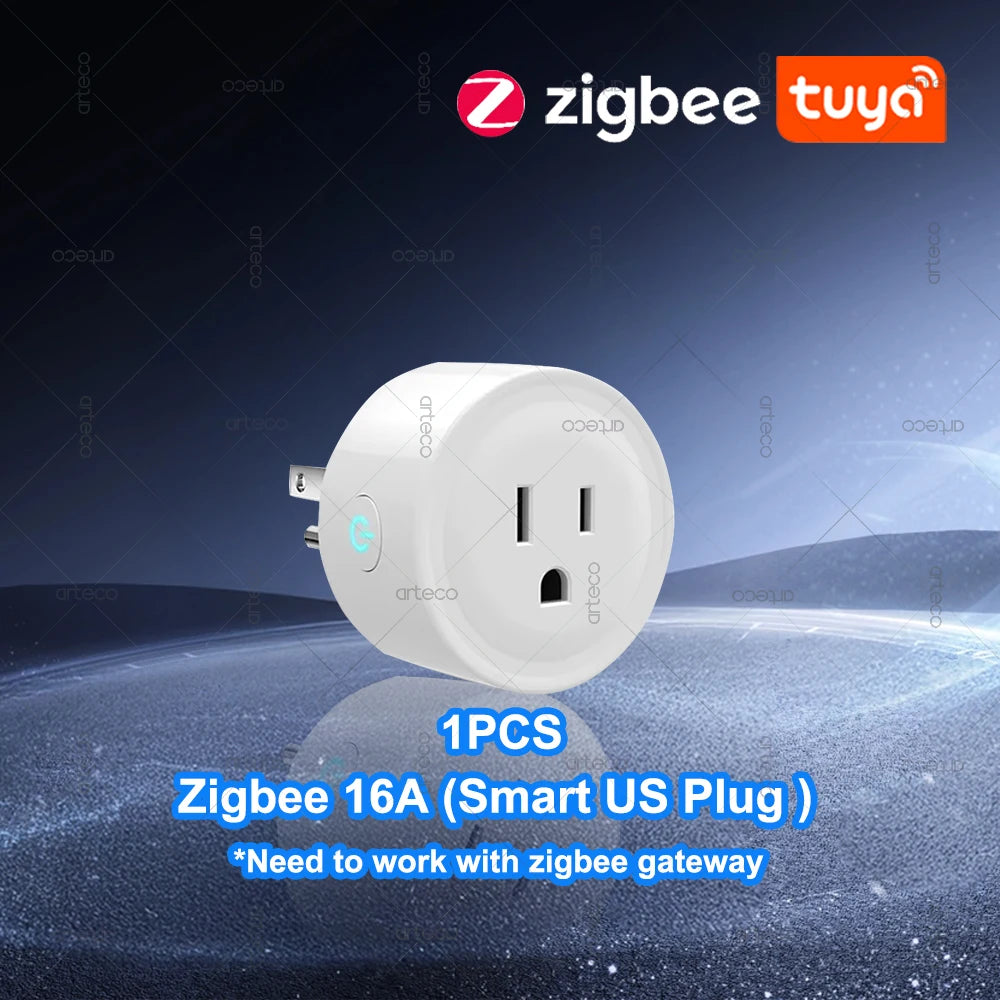 Tuya 16A Smart Plug Zigbee WiFi Socket US Standard Canada Mexico Power Monitoring Timing Function Works With Alexa Google Home