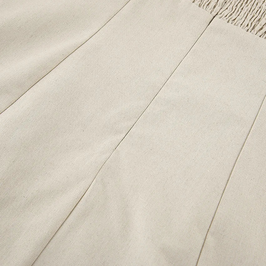 Minimalist Cotton Linen Design Strapless Dress Summer Women's Personal Street Elastic Backless Pocket Vacation Beach Dress