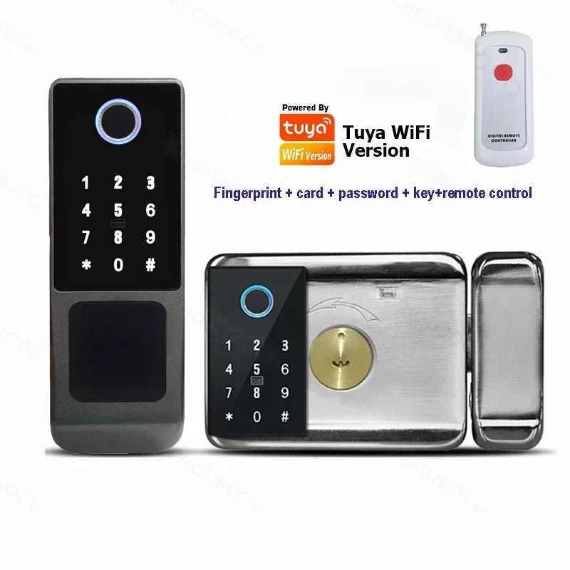 Tuya Wifi Waterproof Outdoor Smart Door Lock TTLock App Fingerprint Lock Card Code Remote Unlock Keyless Digital Electronic Lock
