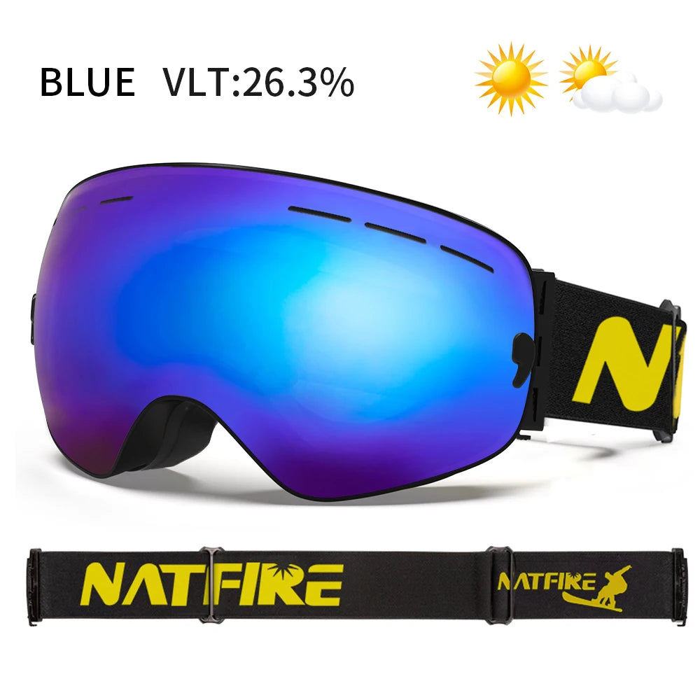 Snowboard Ski Goggles for Men Women UV400 Protection Anti-Fog Ski Glasses Ski Mask Big Face Snow Glasses Skiing Eyewear
