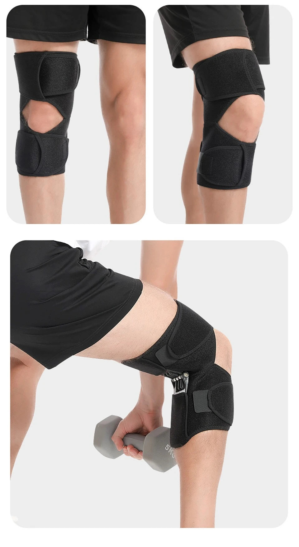 GOBYGO 1Pcs Adjustable Knee Booster Knee Brace For Patella Immobilization Squatting Knee Protector Outdoor Mountaineering Unisex
