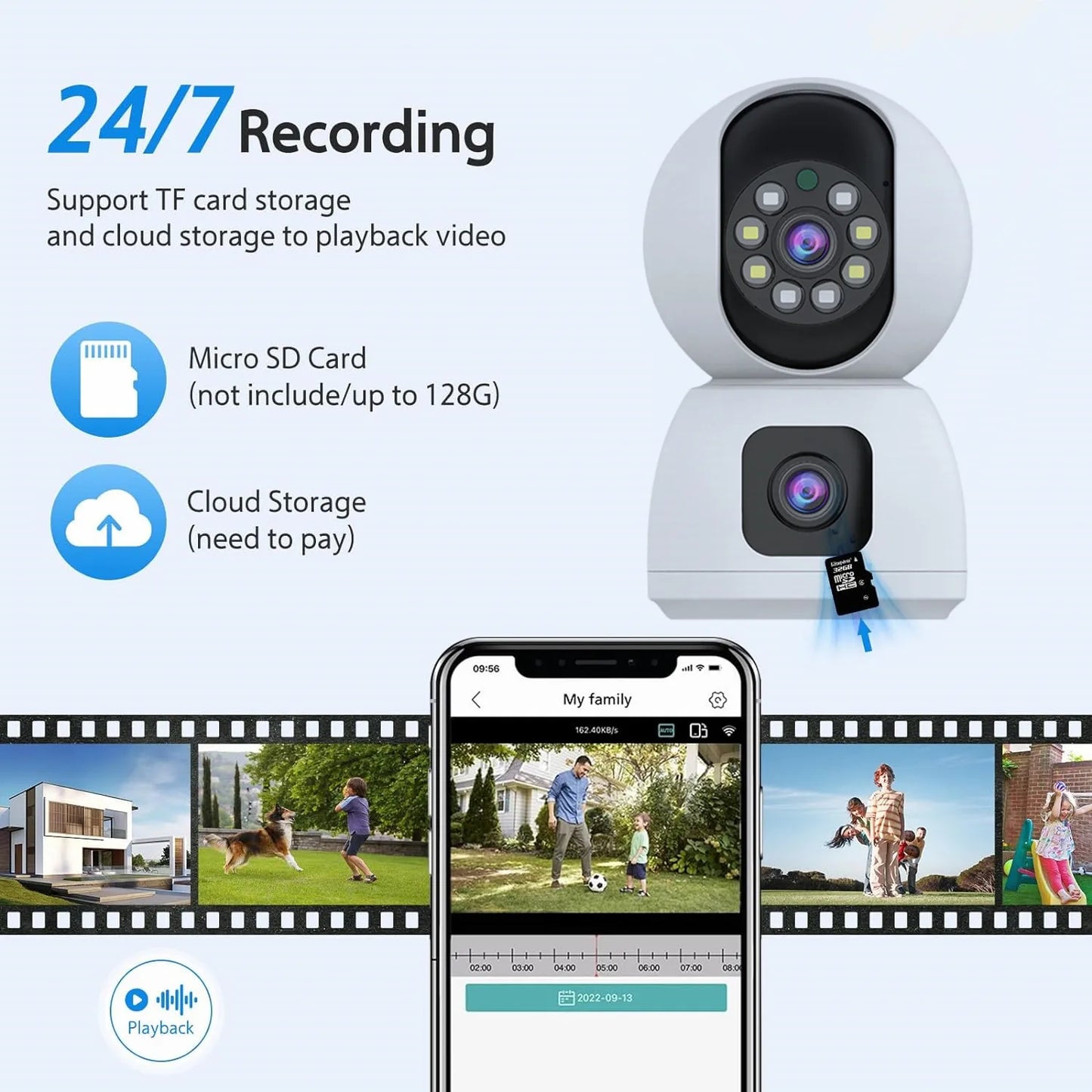 8MP Dual Lens Tuya 5G WIFI IP Camera 4K HD Dual Screen PTZ Home Security Camera Auto Tracking Indoor Wireless Video Surveillance