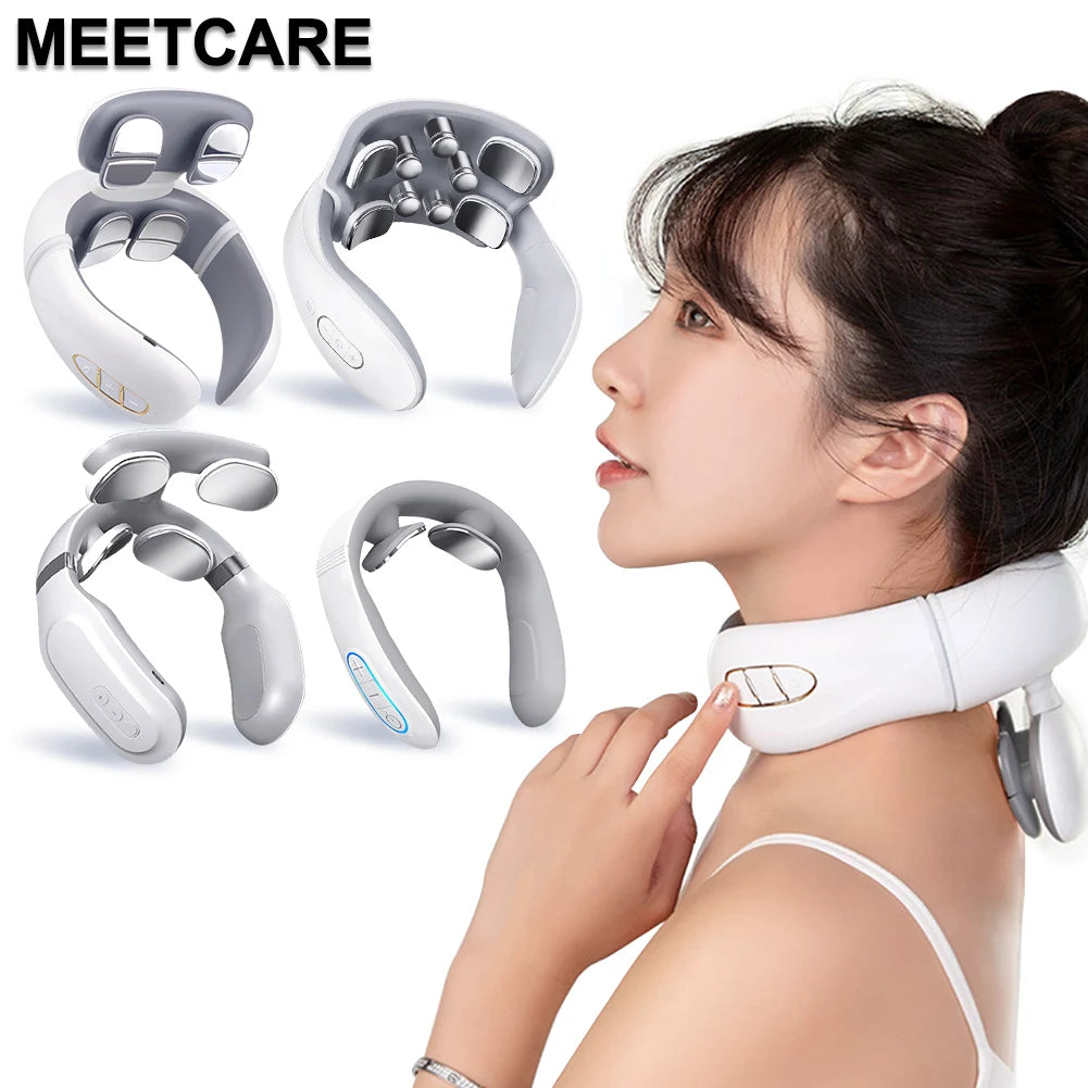Smart Back Neck Massager TENS Pulse Shoulder Neck Massage Cervical Heating Relieve Pain Muscle Health Care