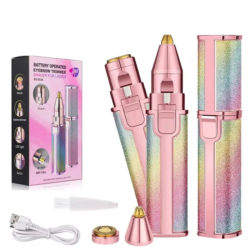 2 in 1 Electric Eyebrow Trimmer Painless Eye Brow Epilator For Women Makeup Mini Razors Portable Facial Hair Removal Shaver