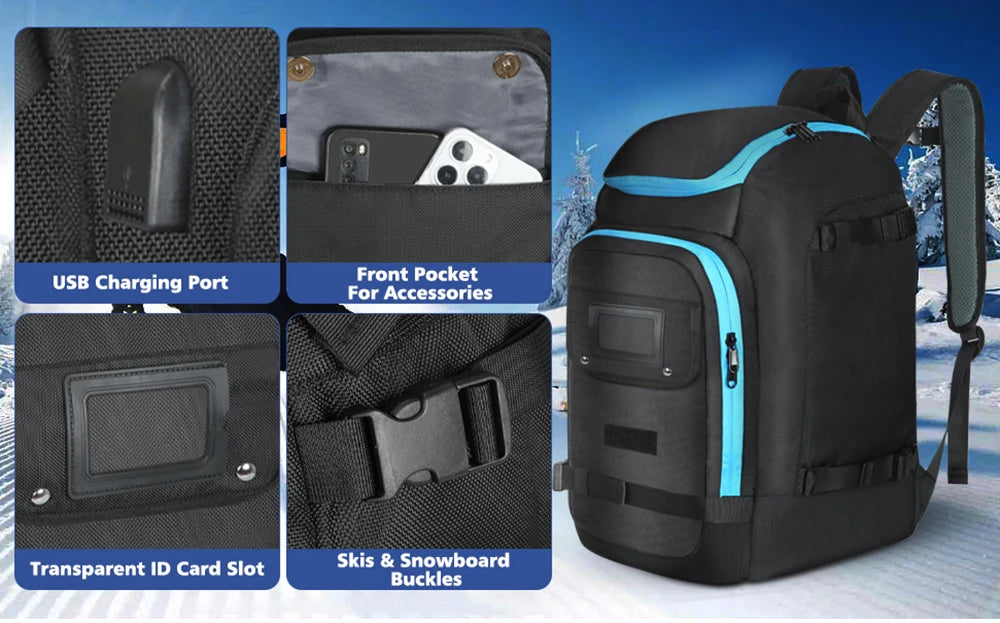 Ski Boots Bag Outdoor Skiing Capacity Large Backpack Unisex Dry Wet Separation Waterproof Storage Helmets Boot Gloves Snowboard
