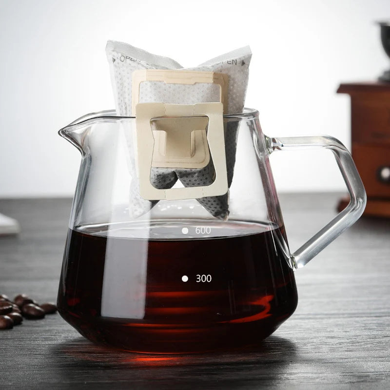Coffee Server Glass Coffee Pot Heat Resistant Glass Kettle Sharing Pot 600/300ml Pour Over Coffee Espresso Maker Accessories
