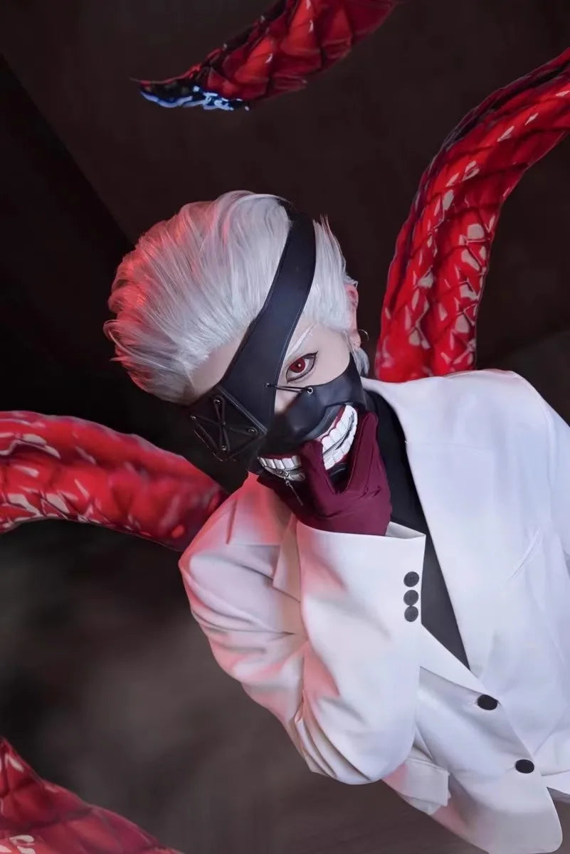 Tokyo Ghoul Mask Anime Kaneki Ken Cosplay Masks Halloween Party Masks Cosplay Ghoul Kinkiken Zipper Mouth Mask Scary Masque