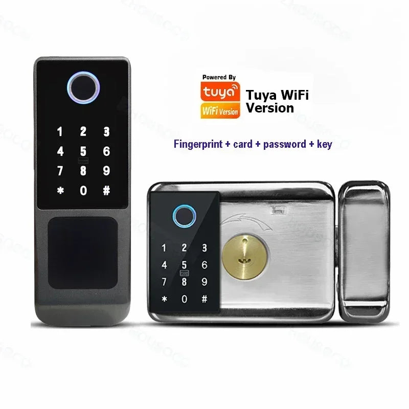 Tuya Wifi Waterproof Outdoor Smart Door Lock TTLock App Fingerprint Lock Card Code Remote Unlock Keyless Digital Electronic Lock