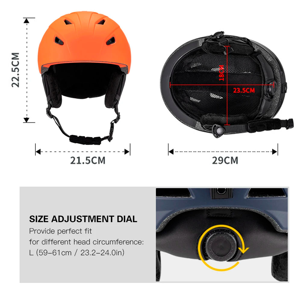 Ski Helmet Integrated Warm Snow Sports Helmet Adjustable Lightweight Comfortable Winter Snowboard Helmet with 14 Air Vent Holes