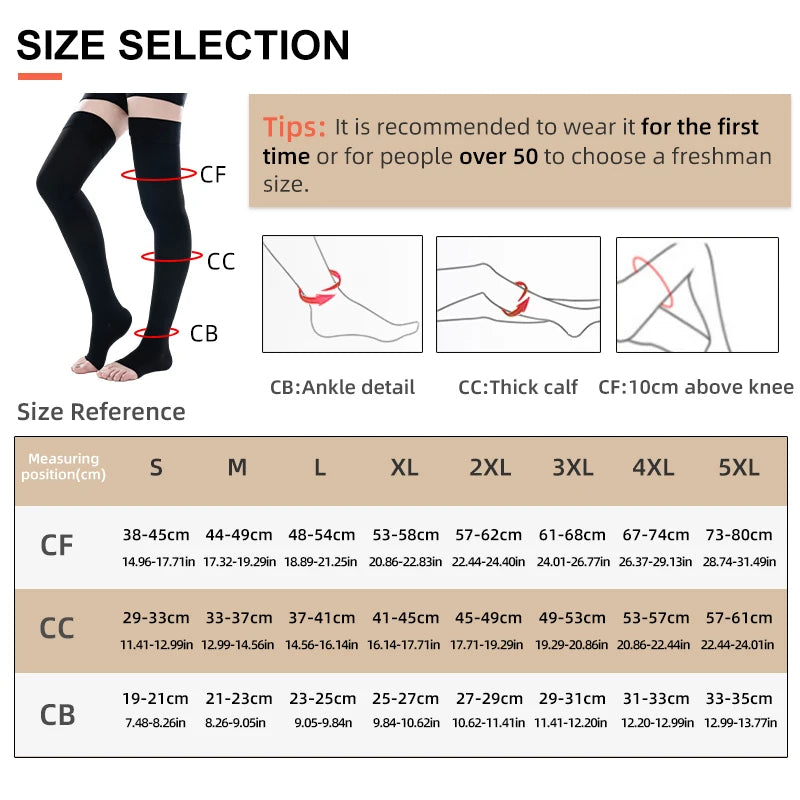 23-32mmHg Elastic Nursing Compression Stocking Unisex Medical Class 2 Pressure Stockings Sleep Feet Varicose Vein Sock