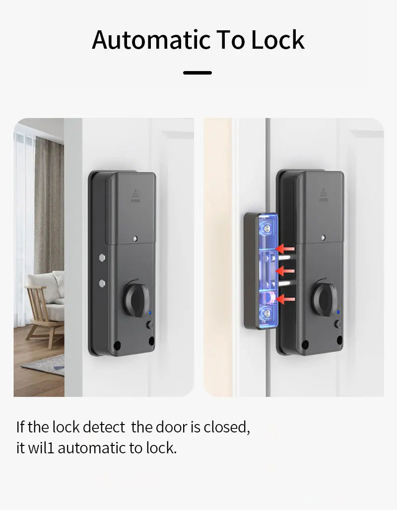 No Drilling Smart Tuya App Bluetooth Indoor Invisible Lock for Wooden Door Electronic 13.56 IC Card Lock Support Gateway to Wifi