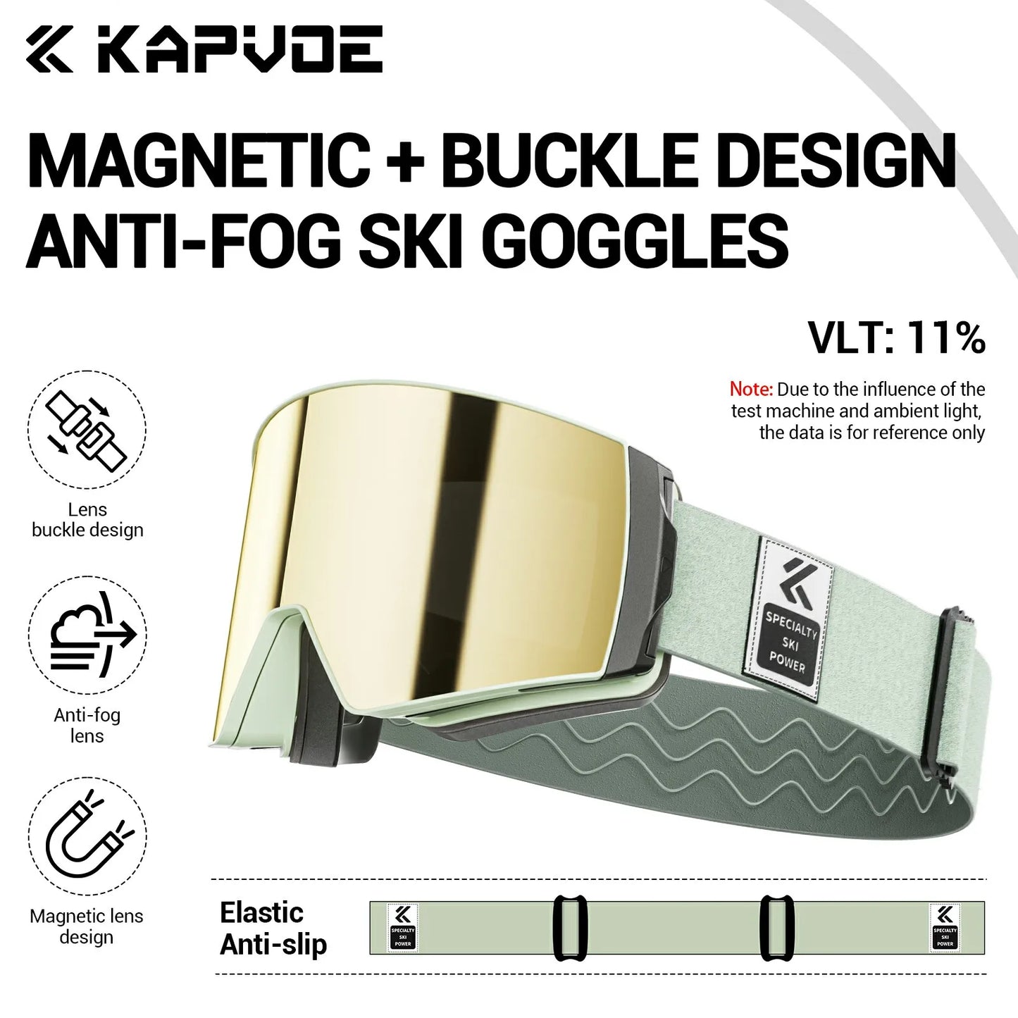 KAPVOE New Outdoor Photochromic Ski Goggles Winter Snow Sports for Unisex Snow Glasses UV400 Anti-fog Magnetic Snowboard Glasses