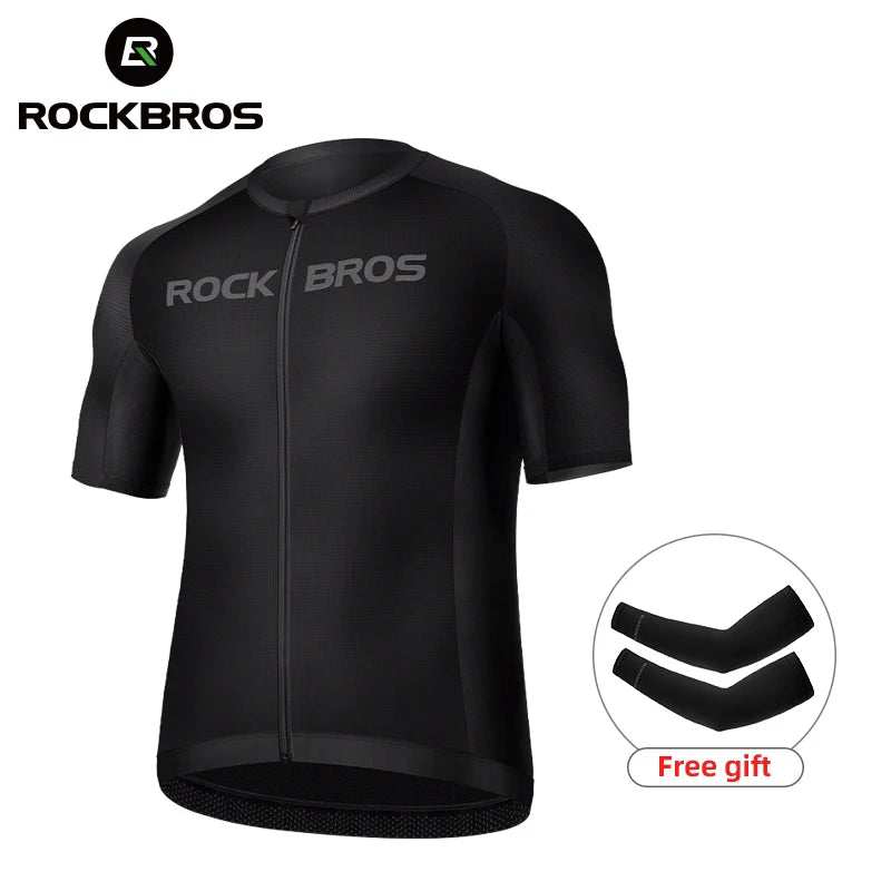 ROCKBROS Cycling Jersey Summer Bicycle Skin-Friendly Breathable Short Sleeve Sports Quick Dry Reflective Cycling Equipment