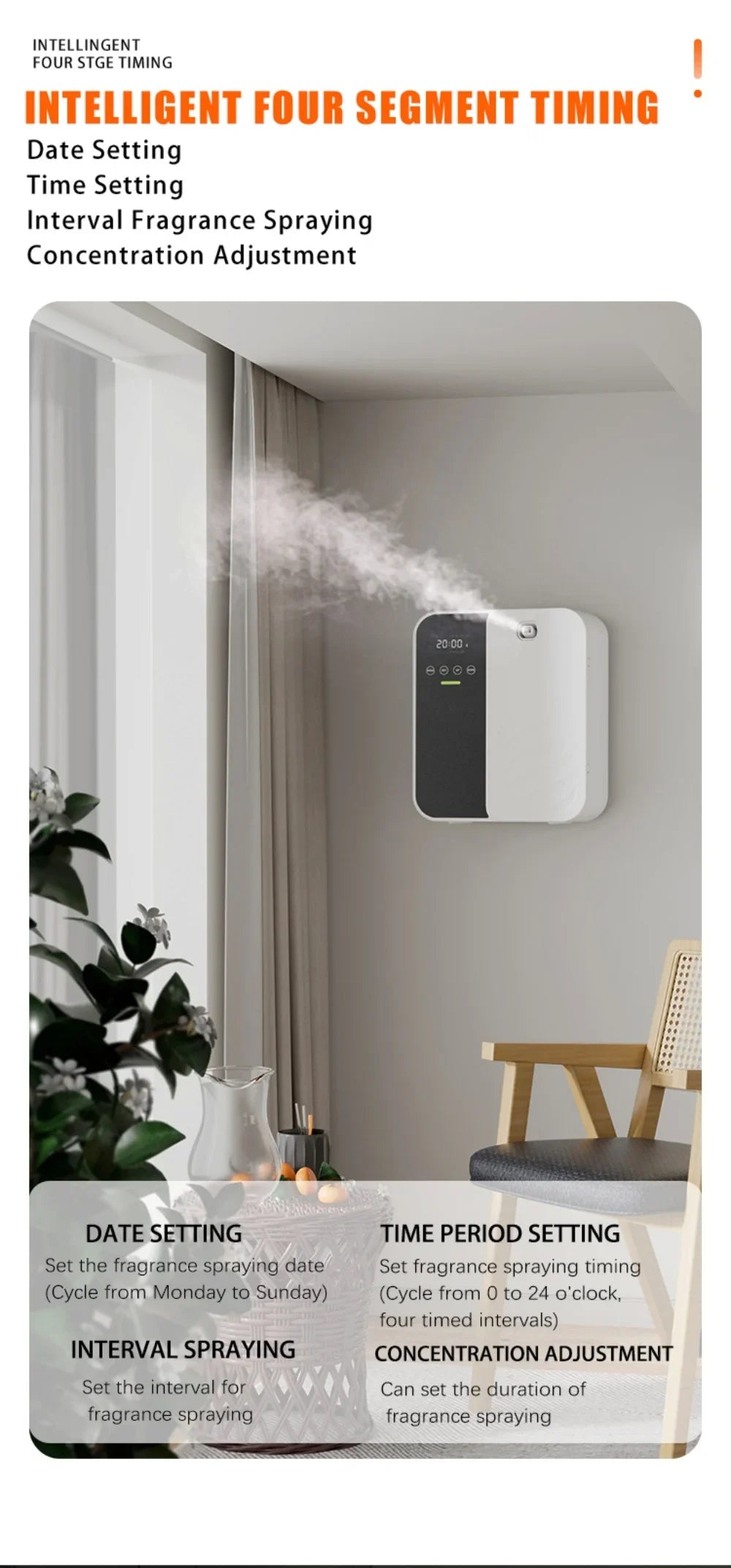 Hotel Aroma Diffuser Machine Wall Mounted Room Fragrance Diffuser Bluetooth Electric Smell Distributor Electric Smell for HomeElectric DiffusersGoWisse.com