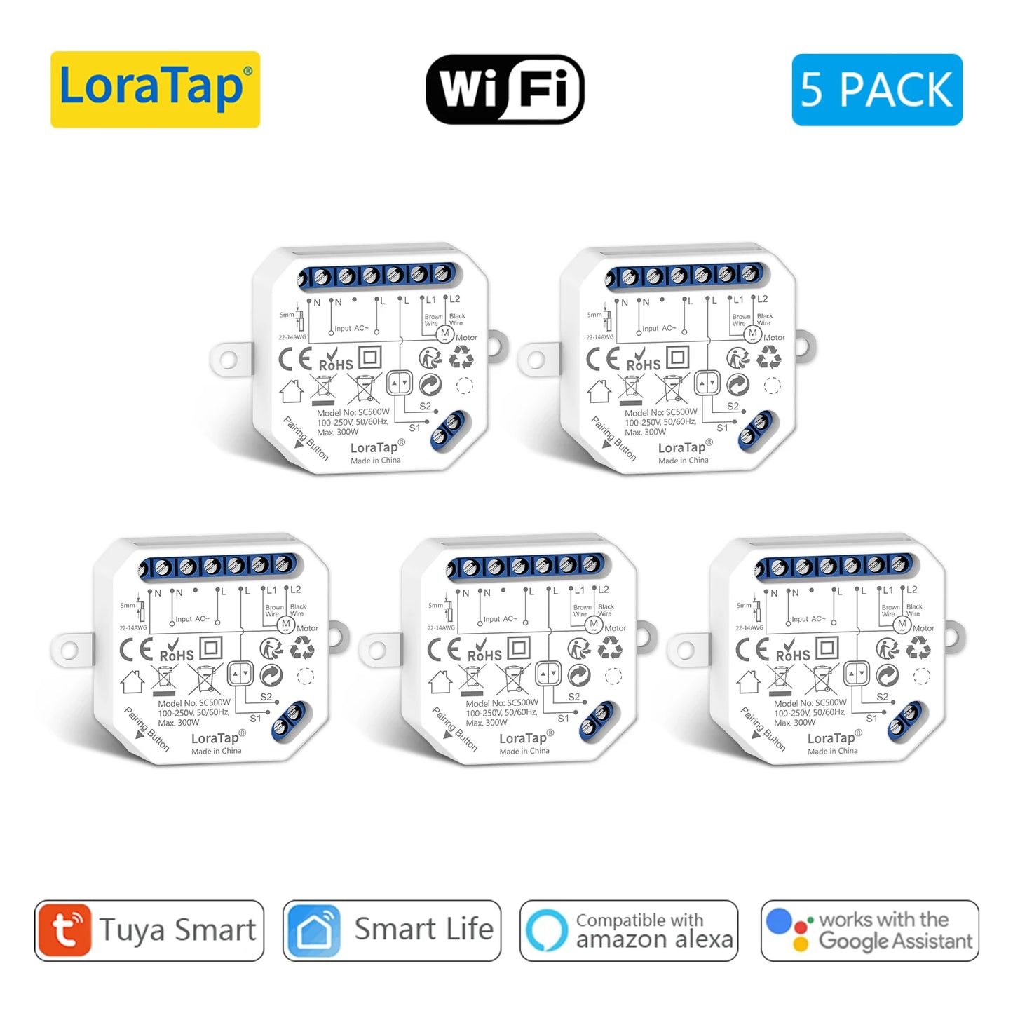 LoraTap Tuya Smart Life Roller Shutter Blinds Switch Relay Module Percentage Timer Remote Control Google Assistant Alexa