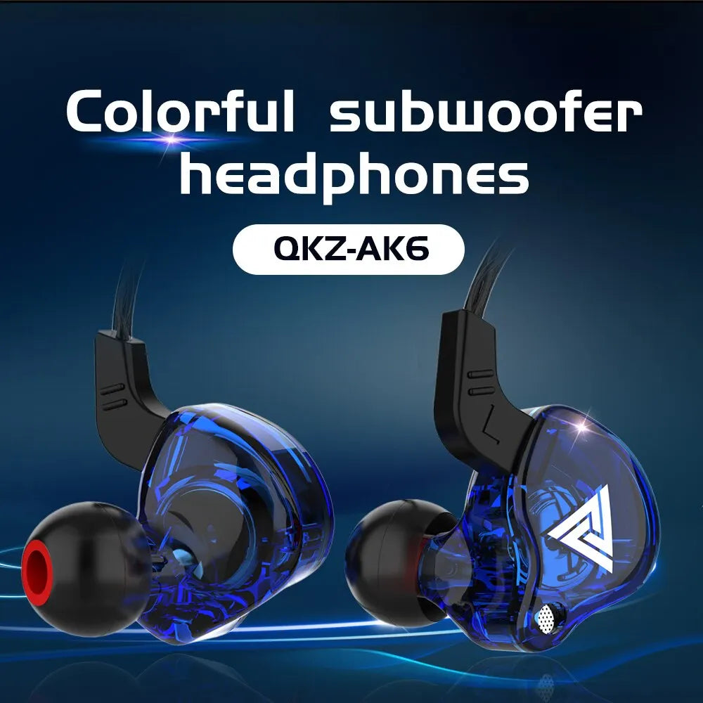 Original QKZ AK6 In Ear Earphone 6 Dynamic Driver Unit Headphone With Mic Stereo Sports HIFI Subwoofer Headset Monitor Earbuds