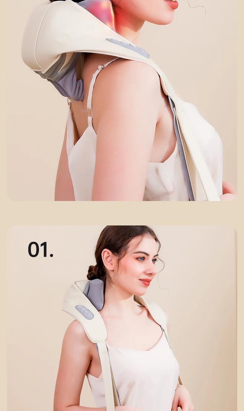 Wireless Electric Shoulder Massager Air Compress Kneading Multifunctional Neck Massager Shawl Massaging Muscle Relaxing