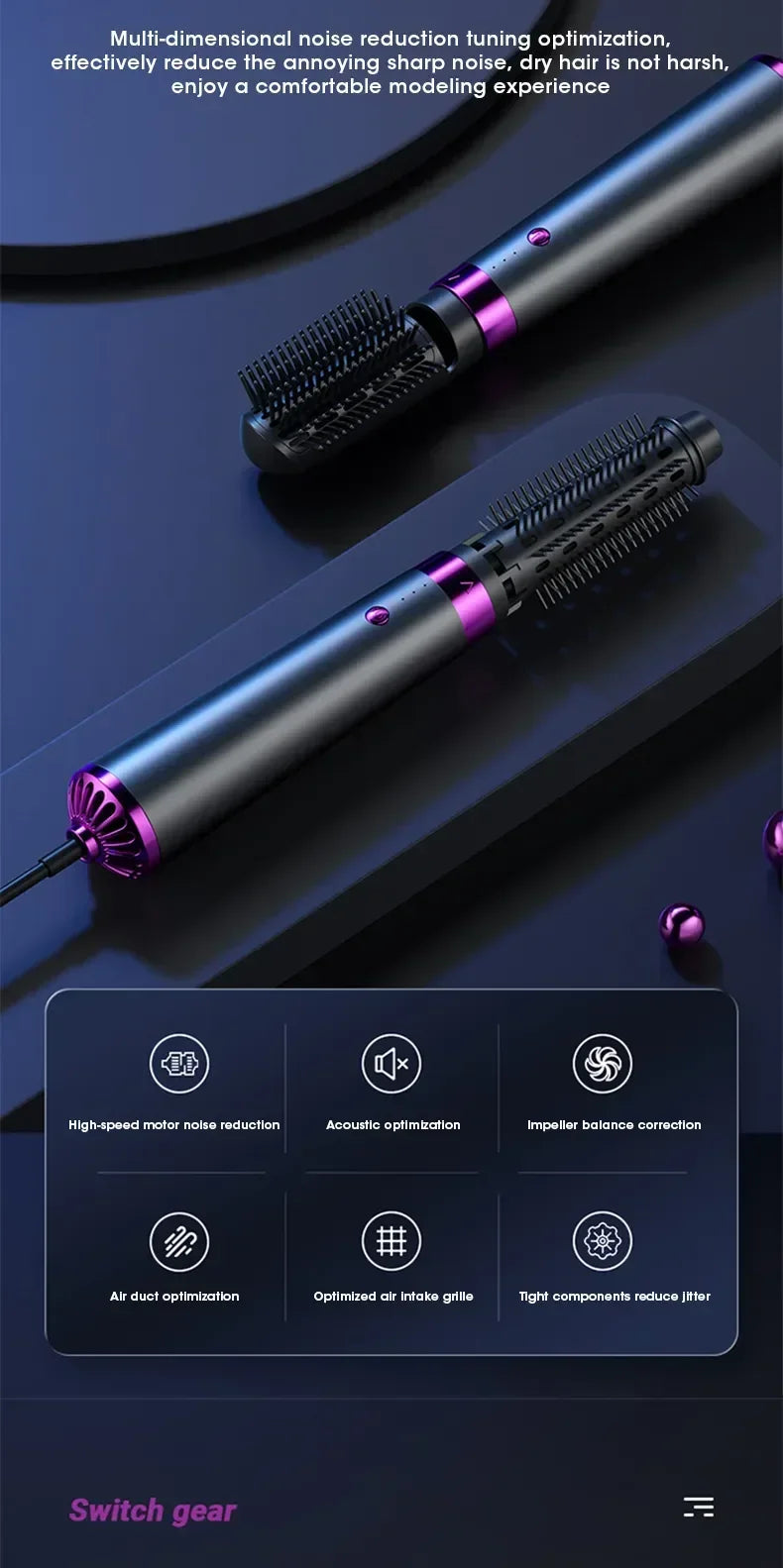 2025 Electric Hair Dryer 5in1 Multifunctional Hair Straightener Negative Ion Hair Care Curler Blow Dryer Styling Set Strong Wind