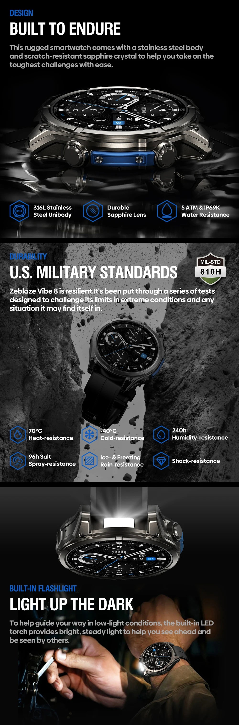 NEW 2025 Zeblaze VIBE 8 Voice Call Smart Watch 1.43" AMOLED Display Heart Rate Blood Pressure Multi-Sport Modes Smart Watch