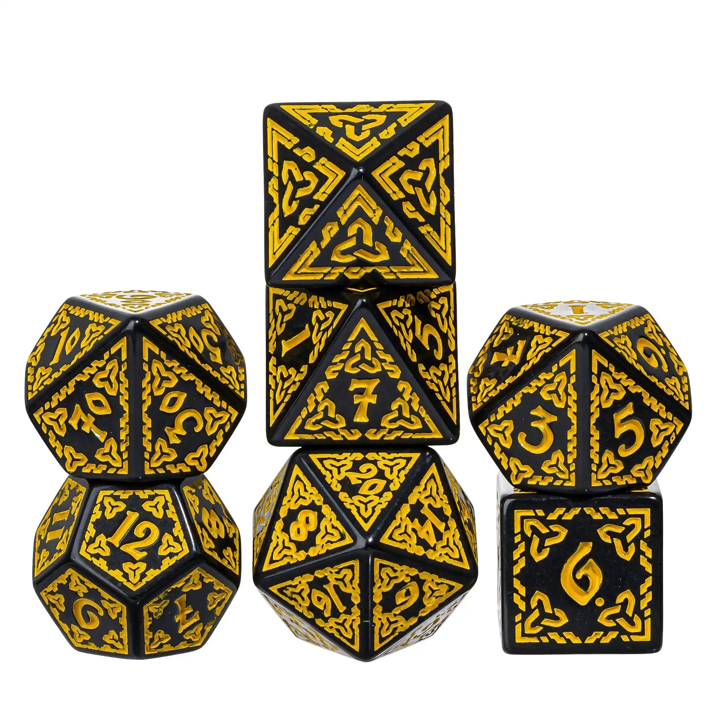 DND Celtic Knot Dice with Unique D4 7Pcs/Set New Pattern D4- D20 Polyhedral Dice for Role Playing Board Game D&D Tabletop Games