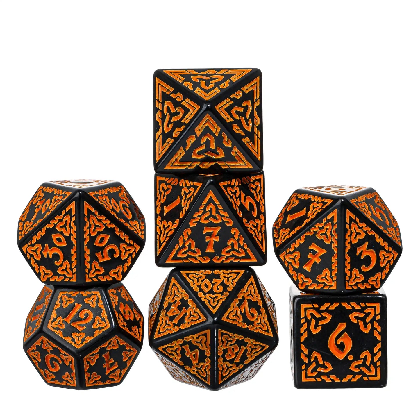 DND Celtic Knot Dice with Unique D4 7Pcs/Set New Pattern D4- D20 Polyhedral Dice for Role Playing Board Game D&D Tabletop Games
